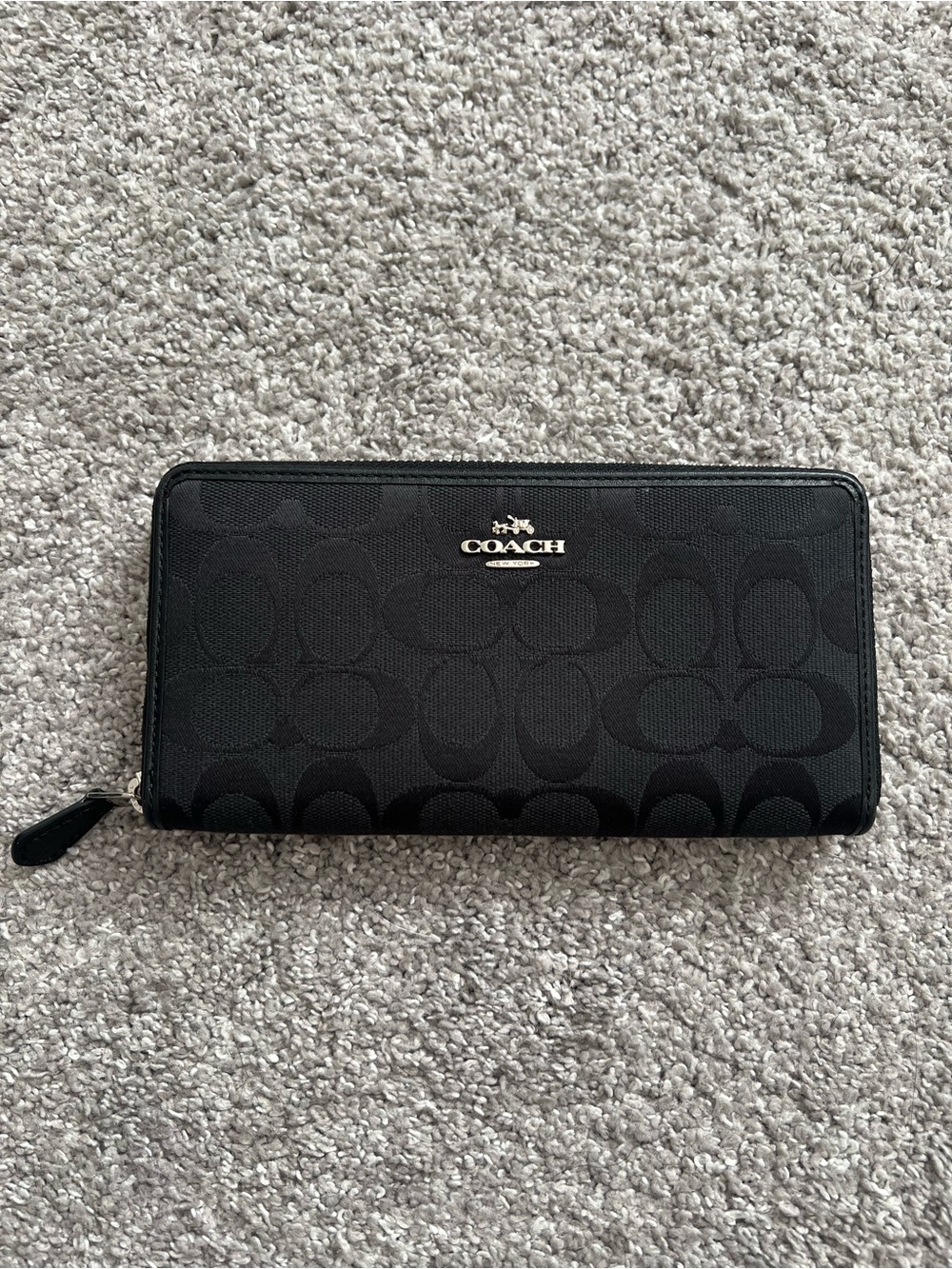Coach Black Signature Zip-Around Wallet